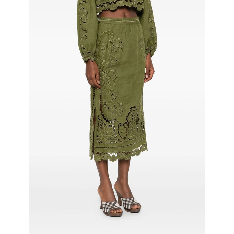 green floral design cut-out skirt by Selfnex