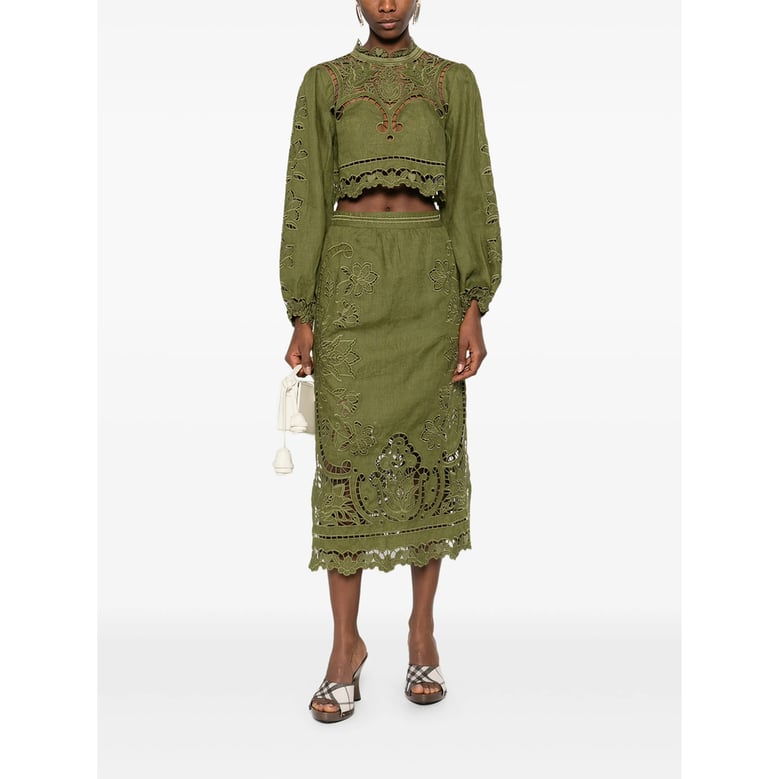 green floral design cut-out skirt by Selfnex