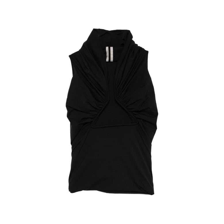 draped high neck sleeveless t-shirt by Selfnex
