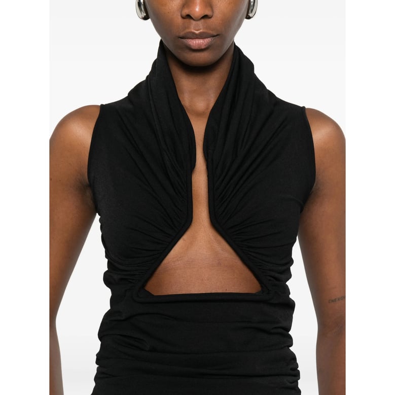 draped high neck sleeveless t-shirt by Selfnex