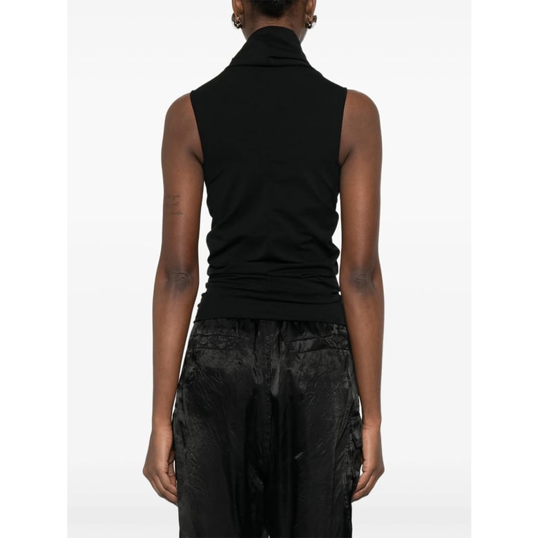 draped high neck sleeveless t-shirt by Selfnex