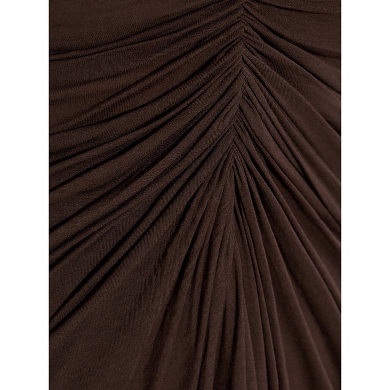 brown draped detail v-neck t-shirt by Selfnex