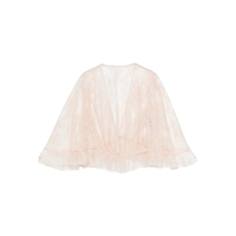 shirt with lace detail and ruffled hem by Selfnex