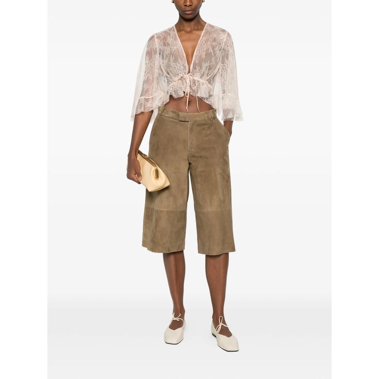 shirt with lace detail and ruffled hem by Selfnex
