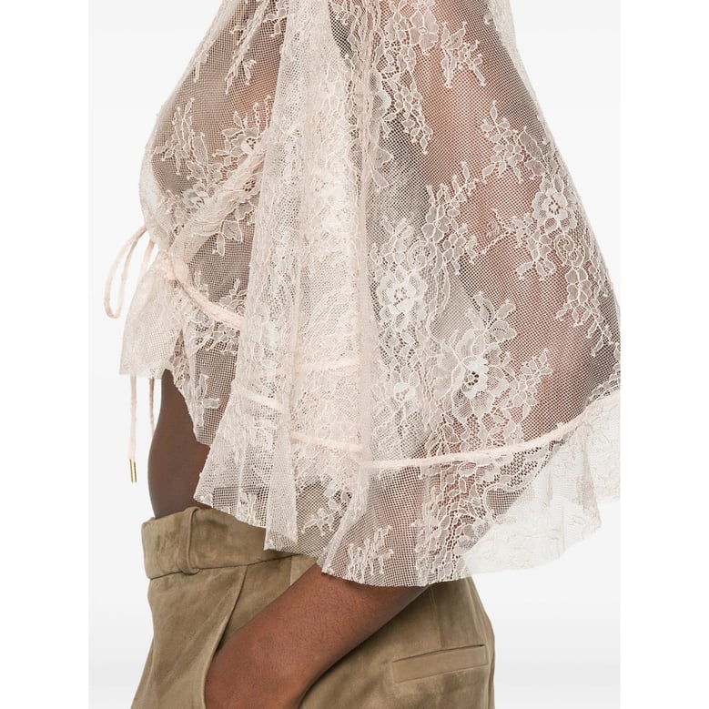 shirt with lace detail and ruffled hem by Selfnex
