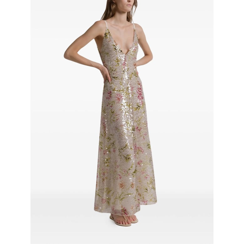 dress with floral print and sequin embellishment by Selfnex