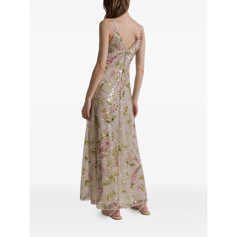 dress with floral print and sequin embellishment by Selfnex