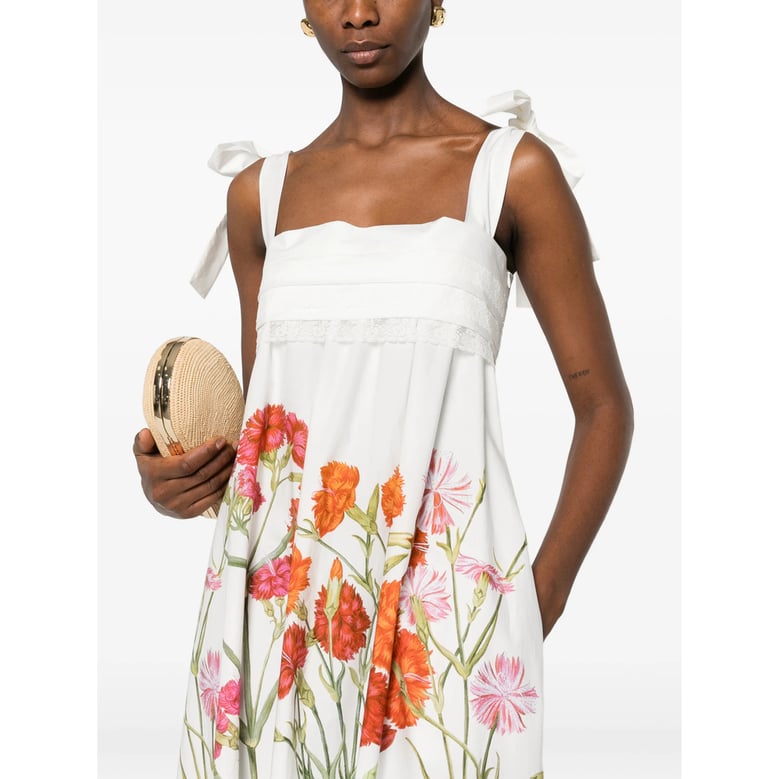 floral print dress with lace trim by Selfnex
