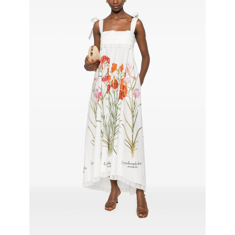floral print dress with lace trim by Selfnex