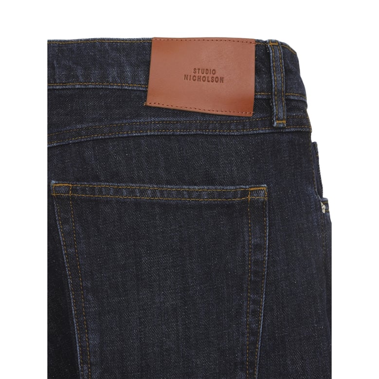 indigo blue loose-fit jeans by Selfnex