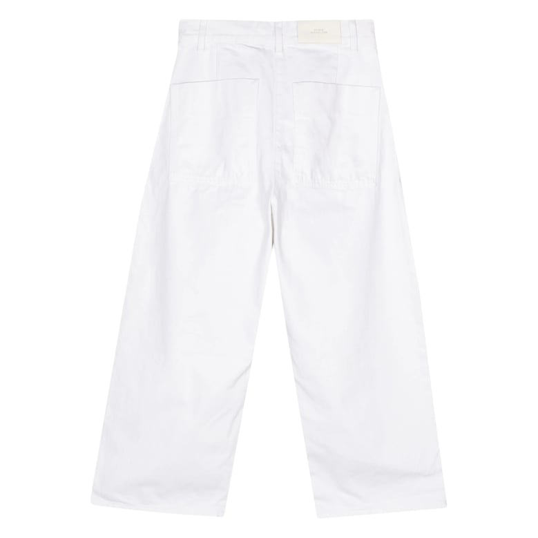 wide leg denim trousers with logo patch by Selfnex