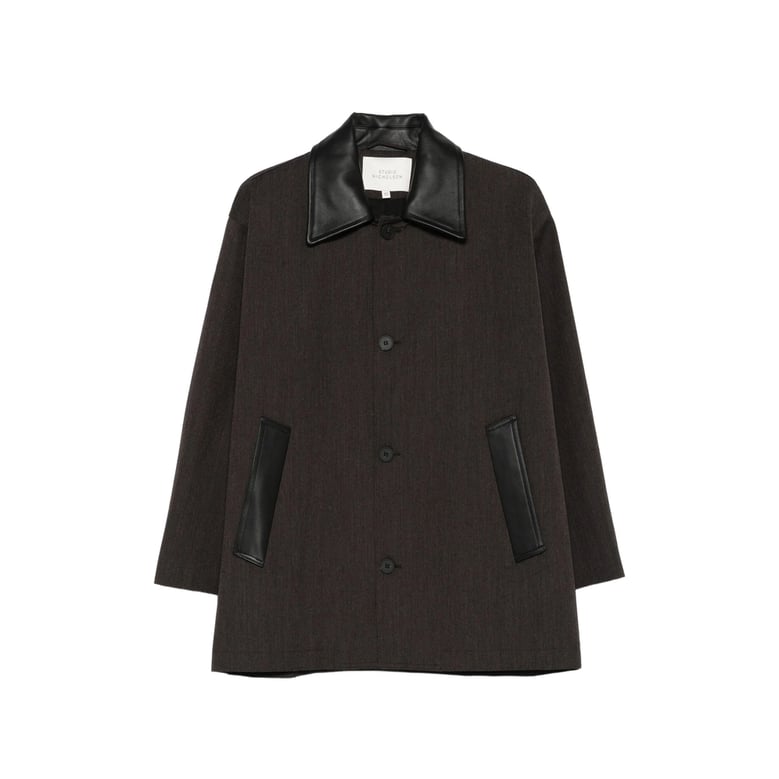 single-breasted coat meter brown leather by Selfnex