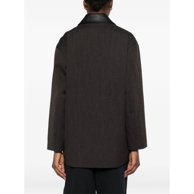 single-breasted coat meter brown leather by Selfnex