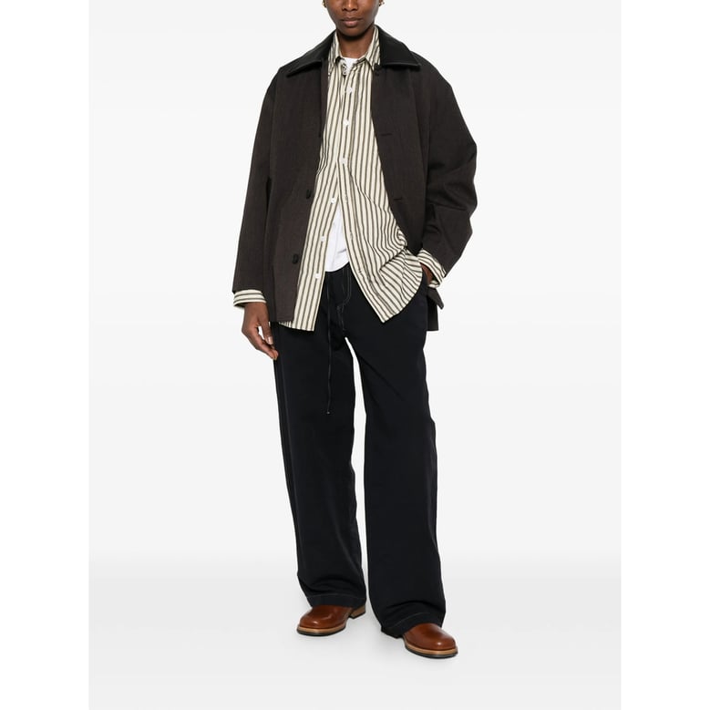 single-breasted coat meter brown leather by Selfnex