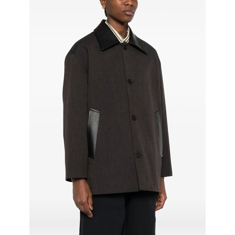 single-breasted coat meter brown leather by Selfnex