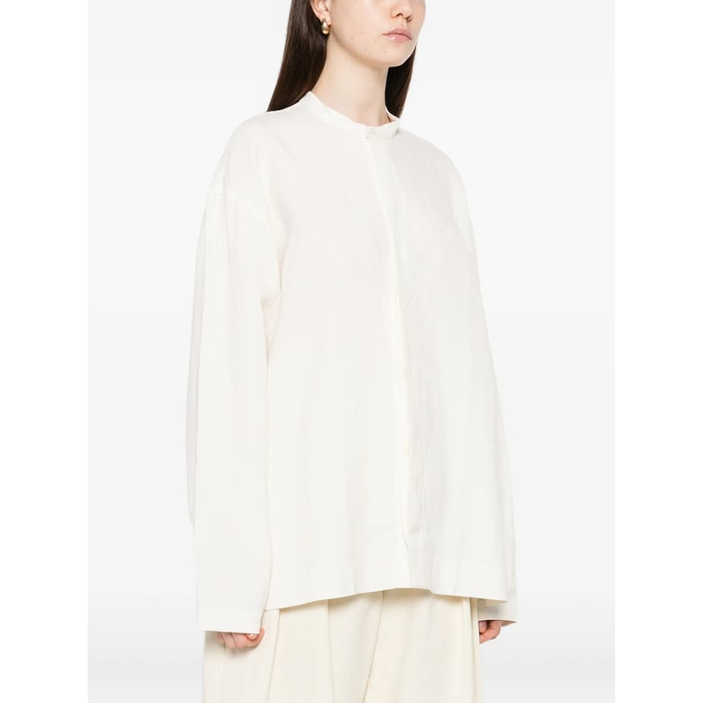 off white long sleeves button fastening shirt by Selfnex