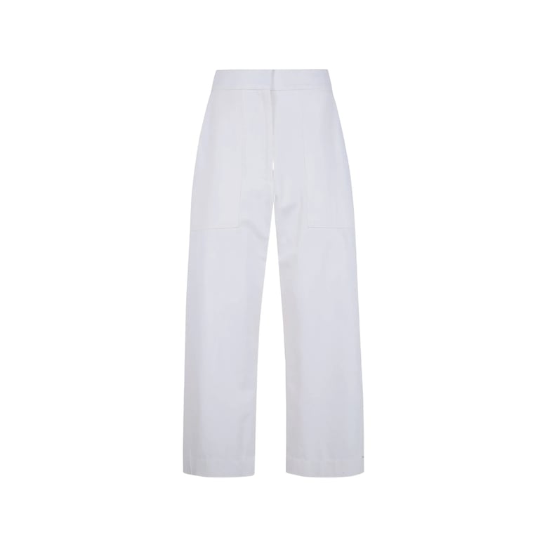straight trousers white cotton by Selfnex