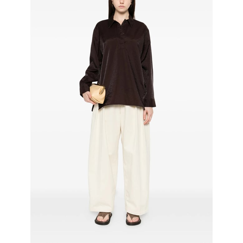 brown button fastening shirt with long sleeves by Selfnex