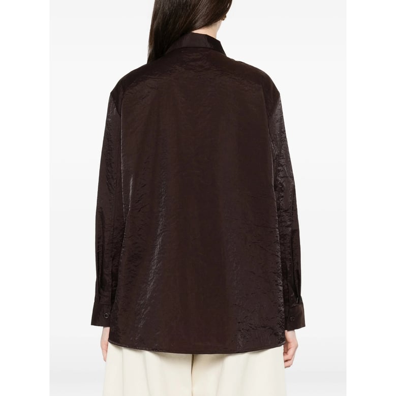 brown button fastening shirt with long sleeves by Selfnex