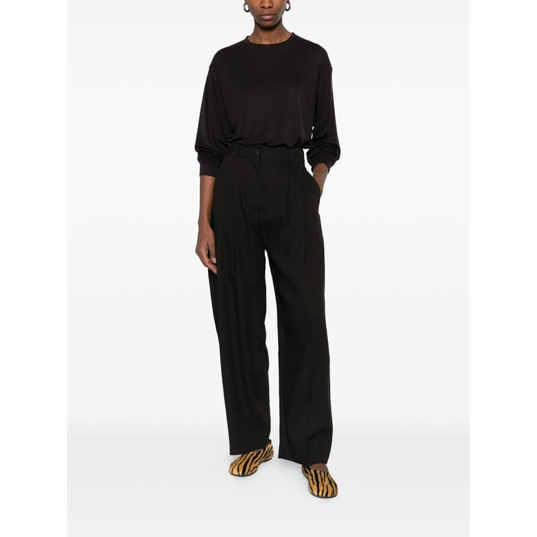 dark brown wide leg trousers by Selfnex