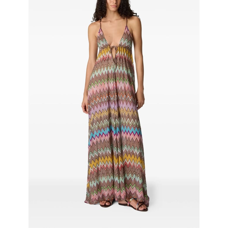 dress v-neck brown zigzag by Selfnex