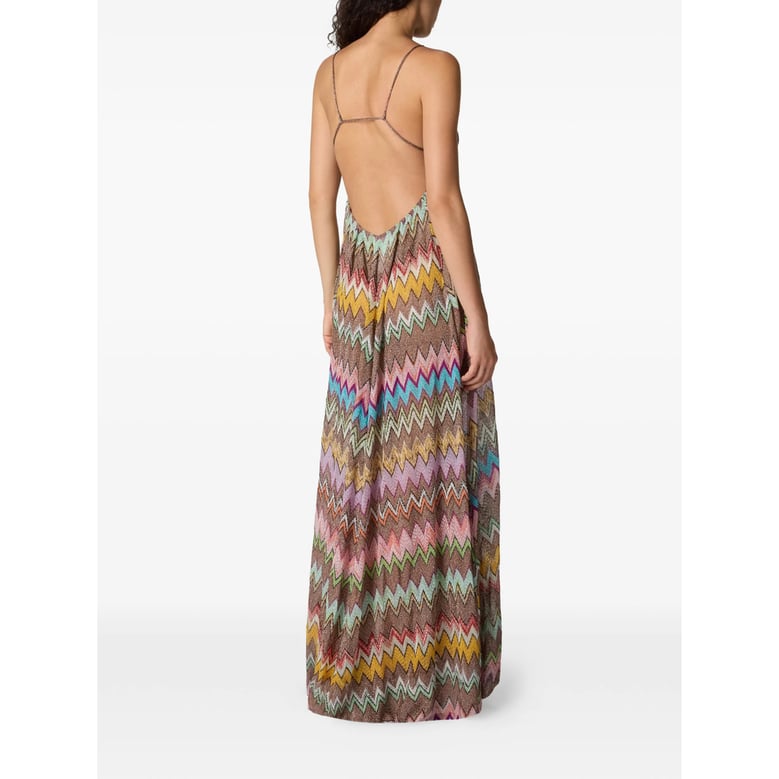 dress v-neck brown zigzag by Selfnex