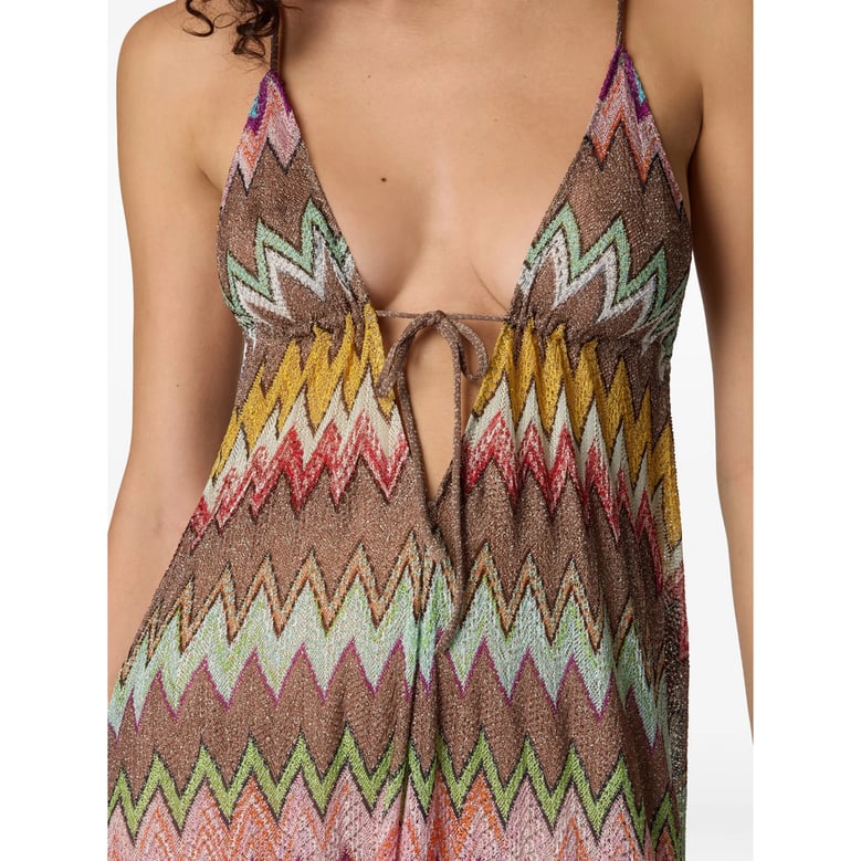 dress v-neck brown zigzag by Selfnex
