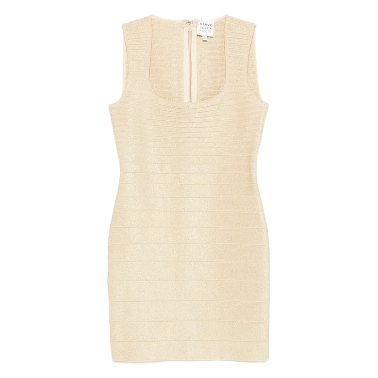 gold ribbed design dress by Selfnex