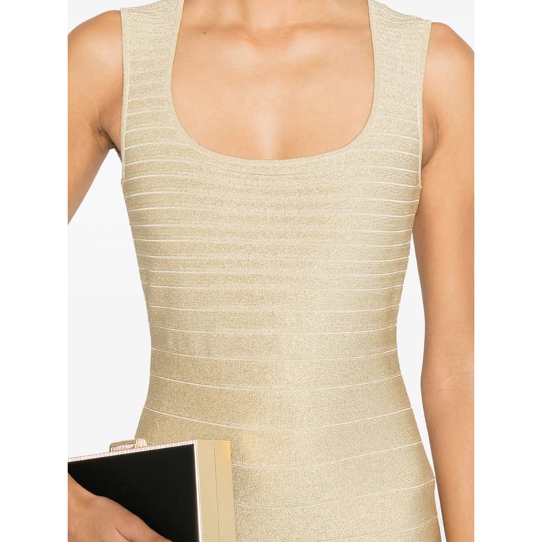 gold ribbed design dress by Selfnex