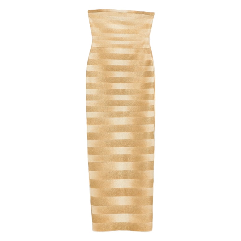 strapless dress with gold-tone stripes by Selfnex