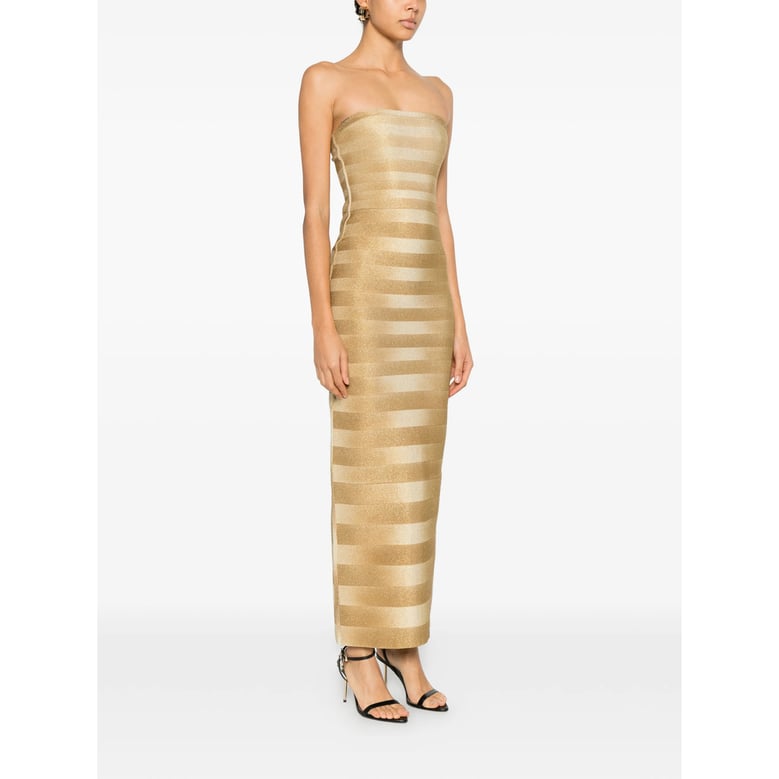 strapless dress with gold-tone stripes by Selfnex