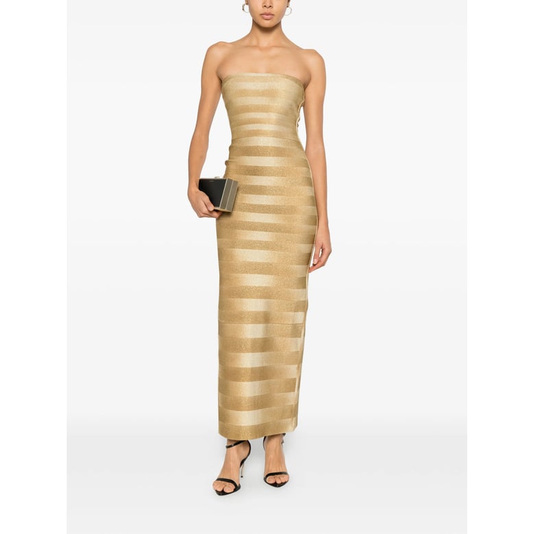 strapless dress with gold-tone stripes by Selfnex