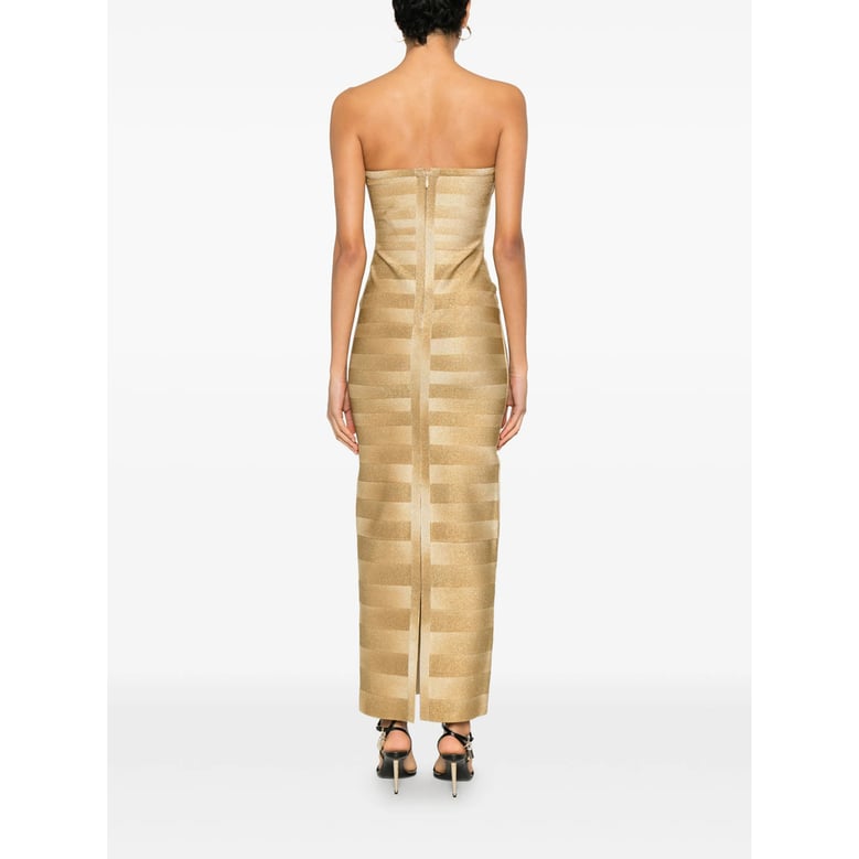 strapless dress with gold-tone stripes by Selfnex