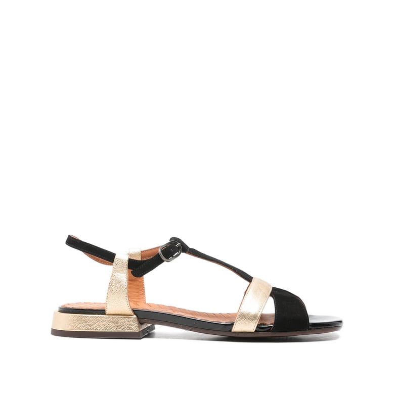 t-strap block heel open toe shoes by Selfnex