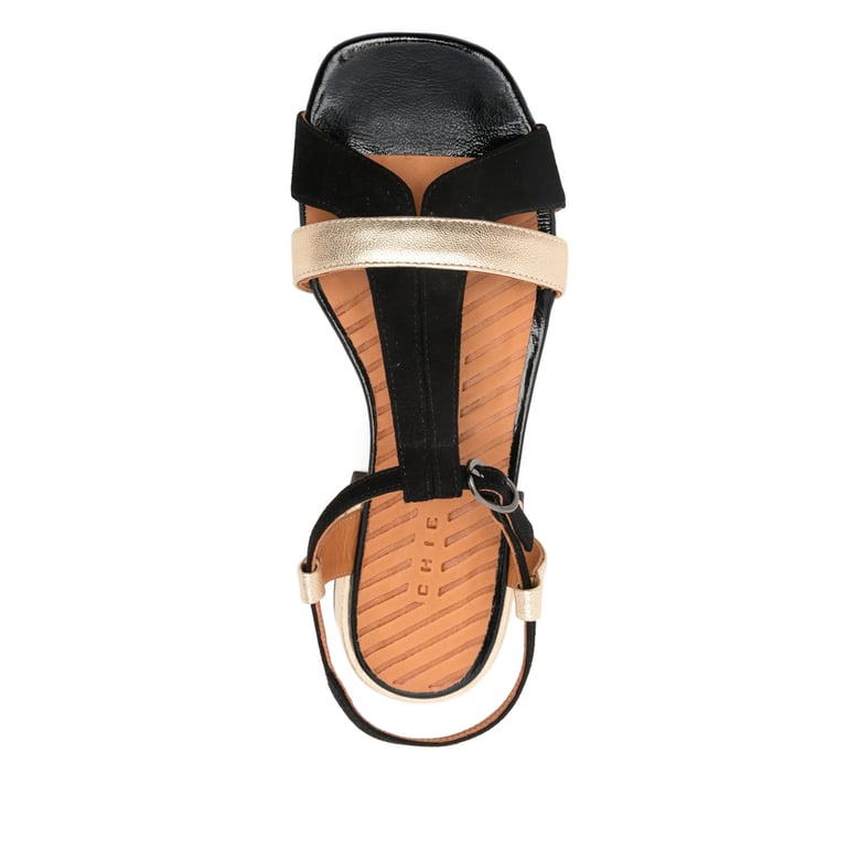 t-strap block heel open toe shoes by Selfnex