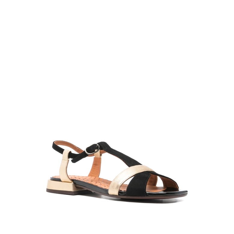 t-strap block heel open toe shoes by Selfnex