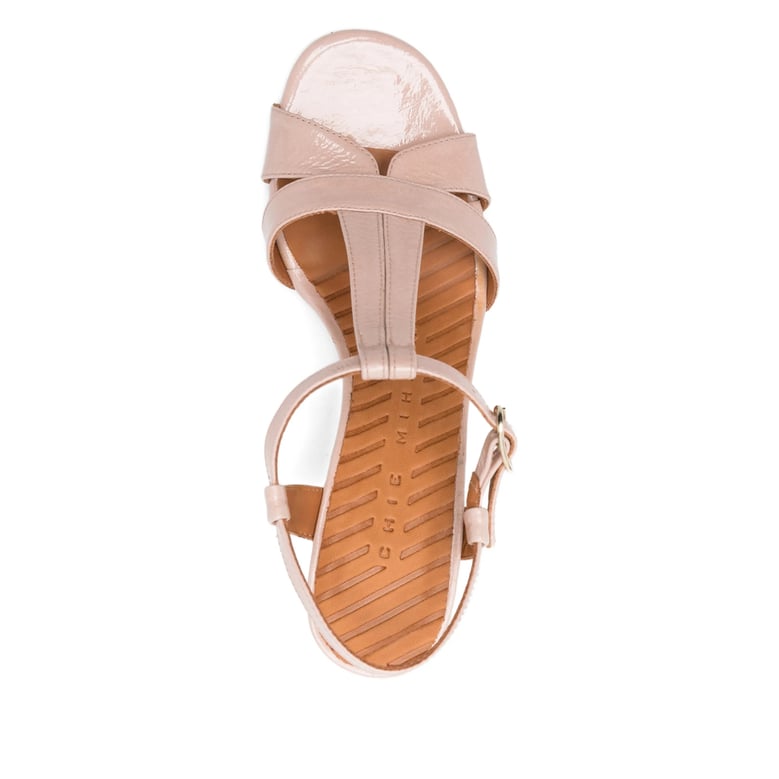 pink t-strap block heel shoes by Selfnex