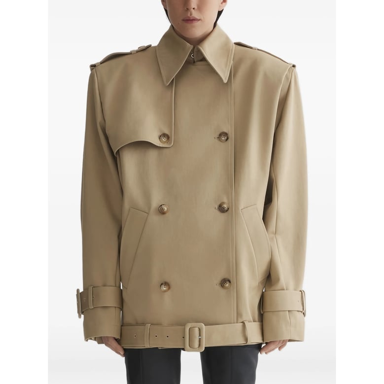 double-breasted beige rainwear by Selfnex