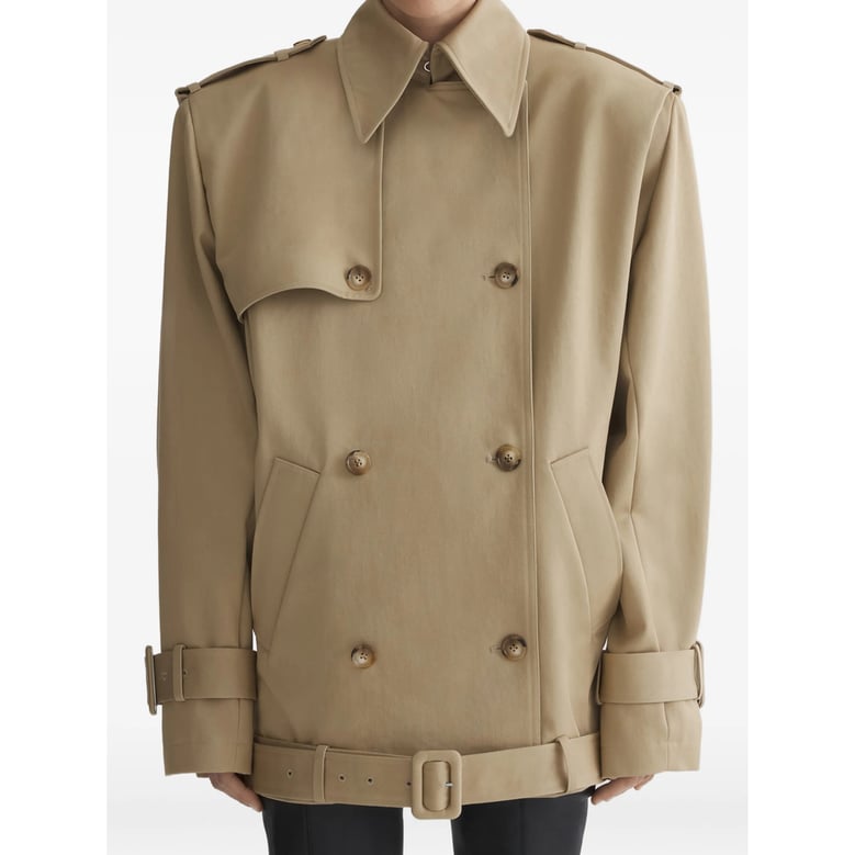 double-breasted beige rainwear by Selfnex