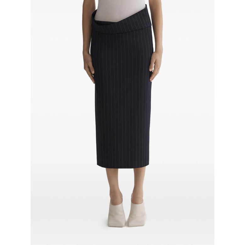 high-waisted pinstriped pencil skirt by Selfnex