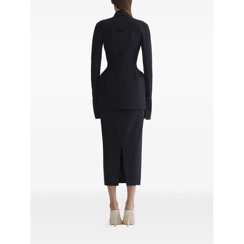 high-waisted pinstriped pencil skirt by Selfnex