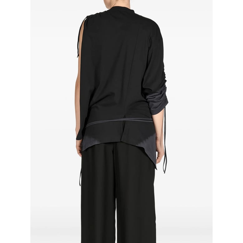 asymmetrical black t-shirt with tie detail by Selfnex