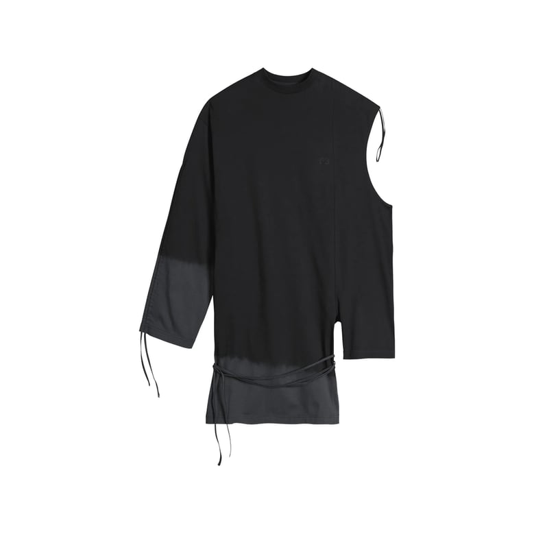 asymmetrical black t-shirt with tie detail by Selfnex