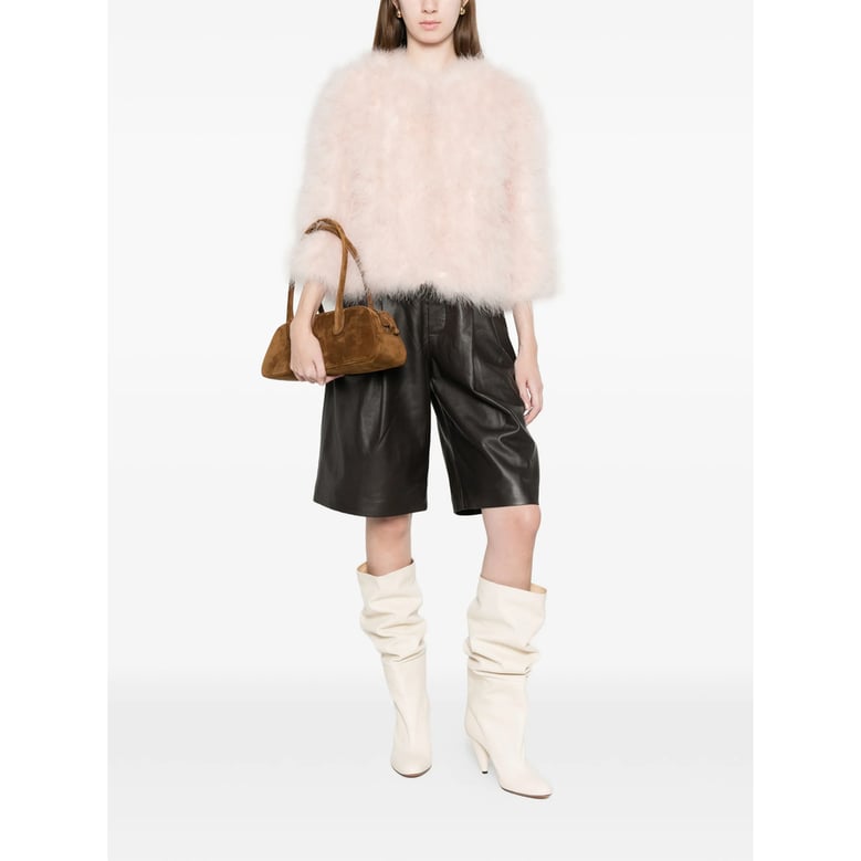 light pink feathered outerwear by Selfnex