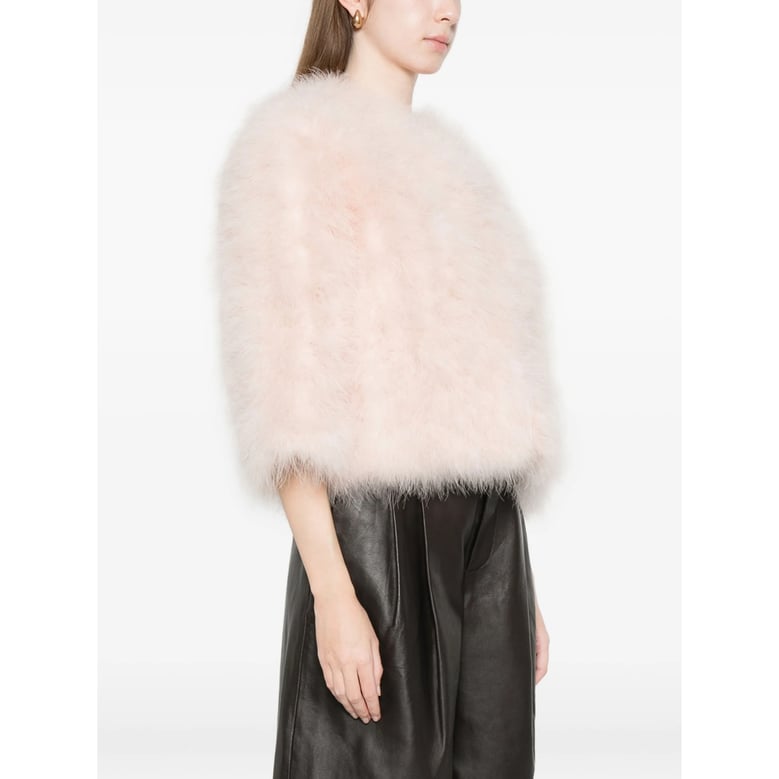light pink feathered outerwear by Selfnex