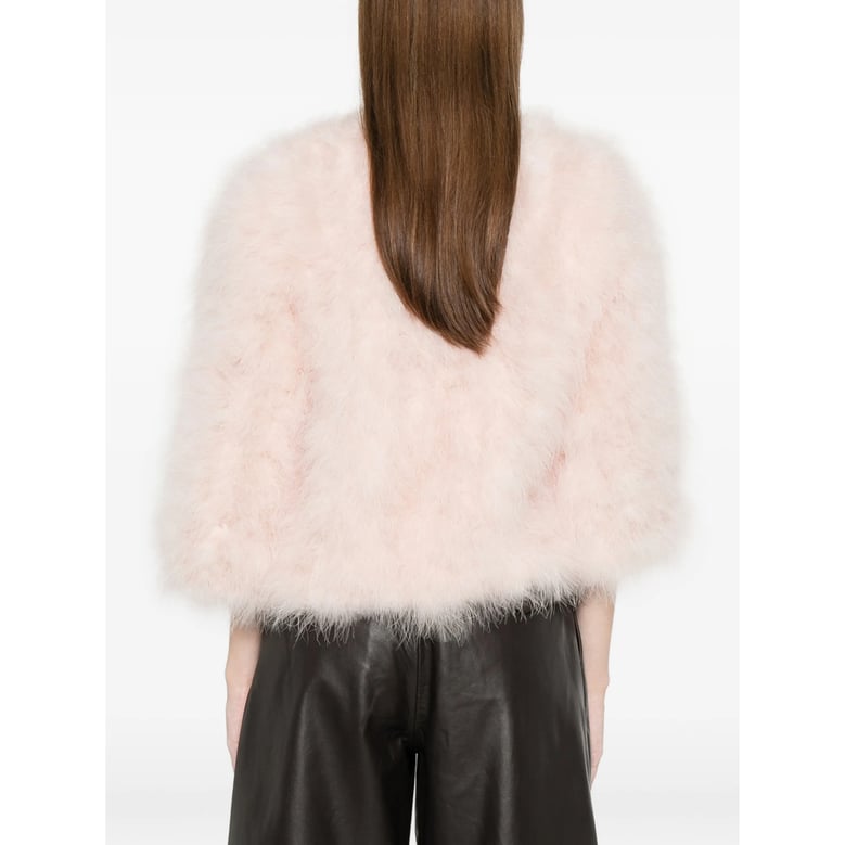 light pink feathered outerwear by Selfnex