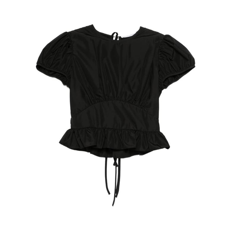 ruffle hem tie-fastening top by Selfnex