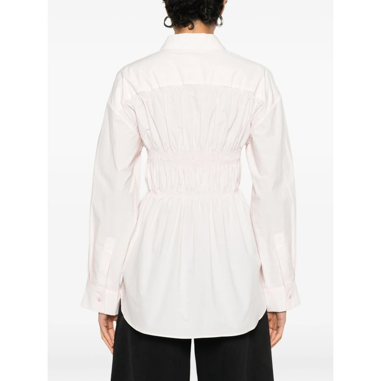 shirred detail peplum hem shirt by Selfnex