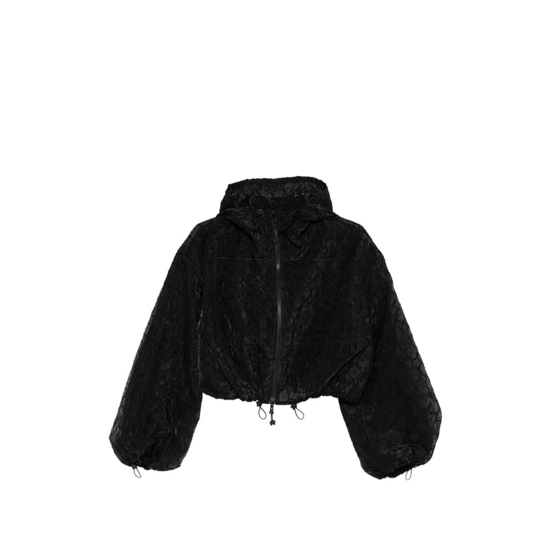 black floral jacquard outerwear by Selfnex
