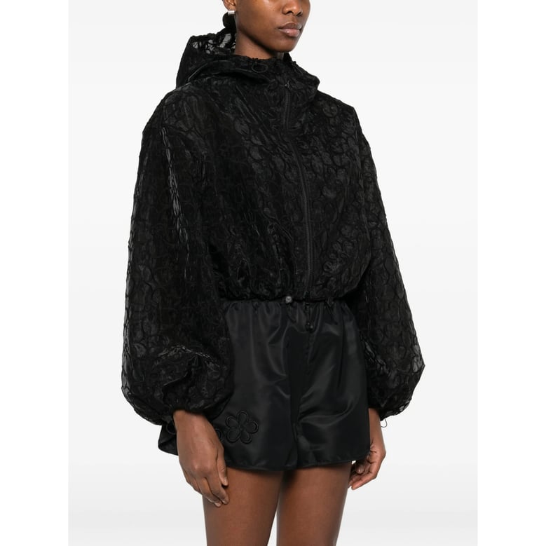 black floral jacquard outerwear by Selfnex
